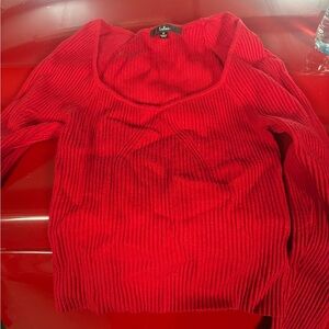 Lulu's Vibrant Red V-Neck Sweater